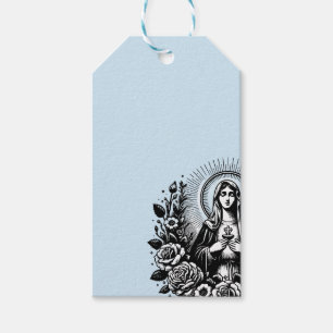 Etiquetas Para Regalos Santa María Católica Cristiana Cielo Azul Suave
