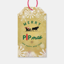 Etiquetas Para Regalos Santa Riding a Bull Sleigh – Forex Pipmas Gift