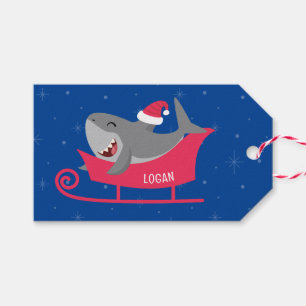 Etiquetas Para Regalos Santa Shark Sled
