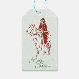 Etiquetas Para Regalos Santa sobre los caballos Navidades