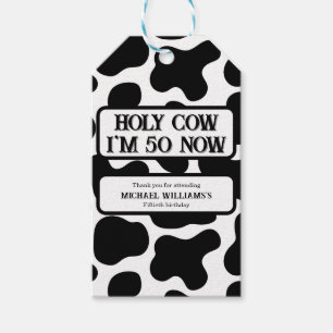 Etiquetas Para Regalos Santo Vaca Divertido Cumpleaños 50 Negro Blanco