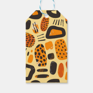 Etiquetas Para Regalos "Savanna Pop: Vibes tribales en Naranja y negro"
