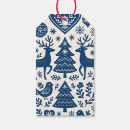 ETIQUETAS PARA REGALOS SCANDINAVIAN PATTERN GIFT TAG BLUE