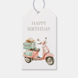 Etiquetas Para Regalos Scooter Costero Rosa y Aqua Adorable