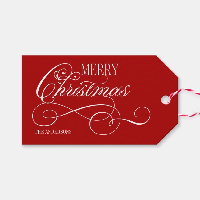 Etiquetas Para Regalos Script Merry Christmas (Frente (Horizontal))