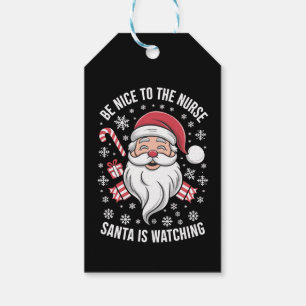 Etiquetas Para Regalos Sé Amable Con La Enfermera Santa Está Observando N