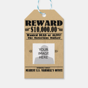 Etiquetas Para Regalos Se busca vivo o muerto personalizado