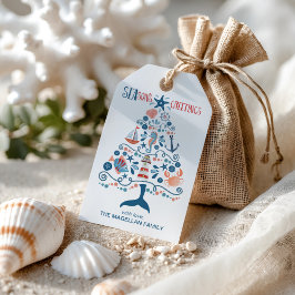 Etiquetas Para Regalos Seasons Greetings Nautical Beach Navidades