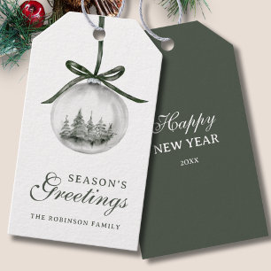 Etiquetas Para Regalos Seasons Greetings Navidades Ornamento de color de