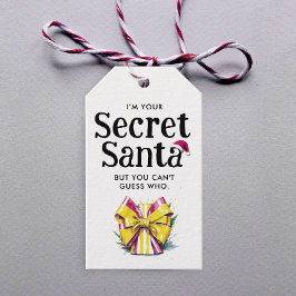 Etiquetas Para Regalos Secret Santa Moderno Arco Rojo Amarillo Acuarela
