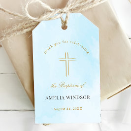 Etiquetas Para Regalos Sencilla elegancia del Baptismo de la Cruz de Oro
