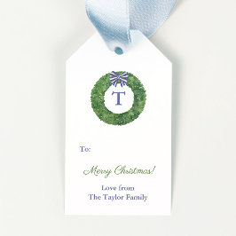 Etiquetas Para Regalos Sencilla y elegante vegetación Wreath Feliz Navida
