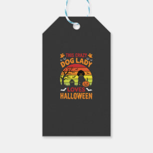 Etiquetas Para Regalos Señora Perro Loco Ama Diseño Antiguo de Halloween