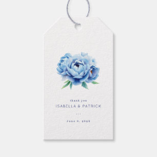 Etiquetas Para Regalos Serena Peonía de Acuarela Azul