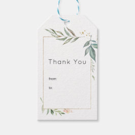 Etiquetas Para Regalos Serenidad Oro y Vegetación Geométrica Boda