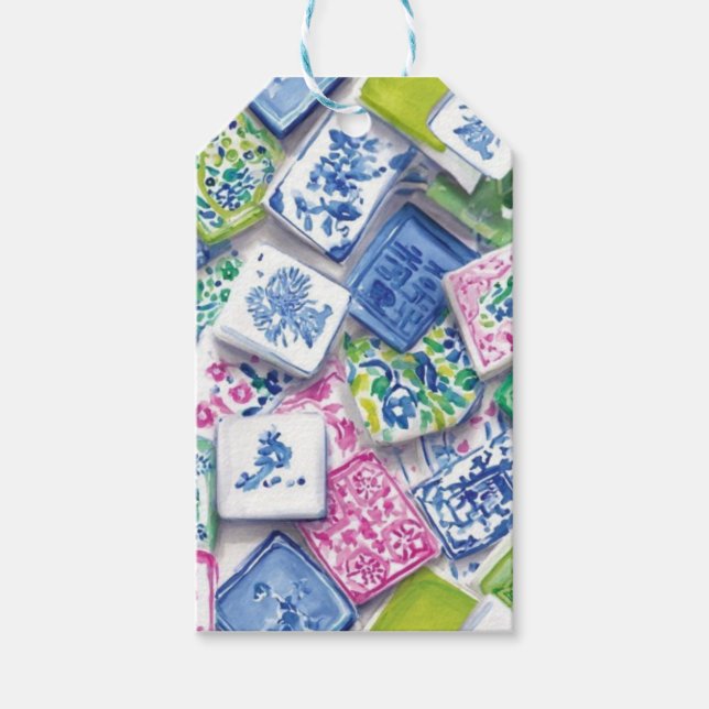 Etiquetas Para Regalos Servilleta de Mahjong (Anverso)