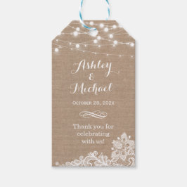 Etiquetas Para Regalos Shabby Burlap String Lights Lace Boda Gracias