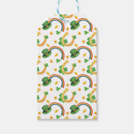 Etiquetas Para Regalos Shamrock and Leprechaun Gorra con patrón arcoiris