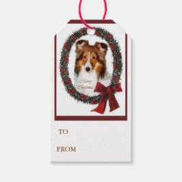 Etiquetas Para Regalos Shetland Sheepdog Navidades Wreath
