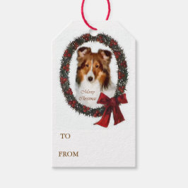Etiquetas Para Regalos Shetland Sheepdog Navidades Wreath