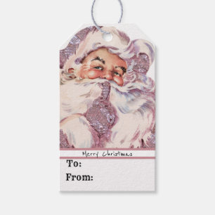 Etiquetas Para Regalos ¡Shh! Son Navidades rosados de Santa Victoria