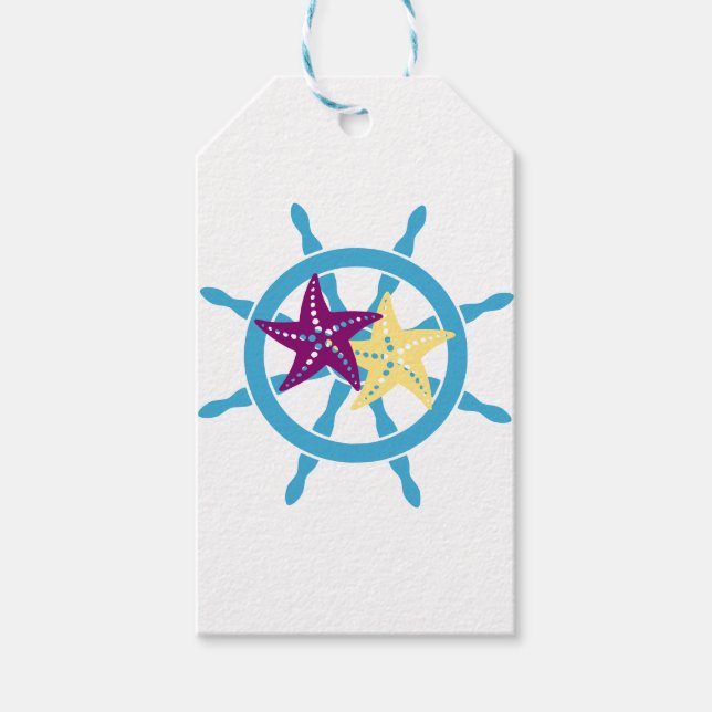 Etiquetas Para Regalos Shipwheel & Starfish (Anverso)