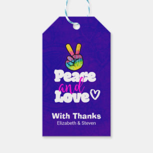 Etiquetas Para Regalos Signo de la paz de la mano del arco iris de la