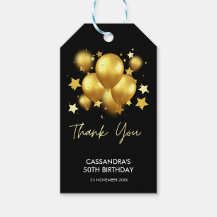 Etiquetas Para Regalos Silky Golden Balloons Stars Black Birday