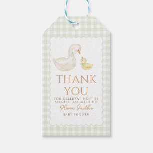 Etiquetas Para Regalos Silly Goose Gingham Duck Gracias a la ducha de beb