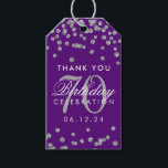 Etiquetas Para Regalos Silver Purple 70th Birthday Gracias Confetti<br><div class="desc">"Gracias" etiqueta de regalo / favoritismo - Elegante plantilla de Purpurina de Faux Plata de cumpleaños 70 Confetti Purple.</div>