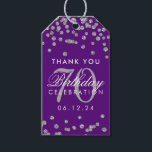 Etiquetas Para Regalos Silver Purple 70th Birthday Gracias Confetti<br><div class="desc">"Gracias" etiqueta de regalo / favoritismo - Elegante plantilla de Purpurina de Faux Plata de cumpleaños 70 Confetti Purple.</div>