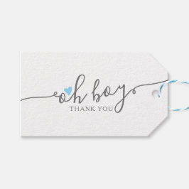 Etiquetas Para Regalos Simple Blue Heart Boy Baby Shower Gracias