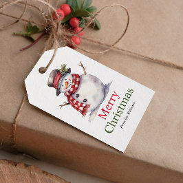 Etiquetas Para Regalos Simple Feliz Navidad Snowman Red | Verde