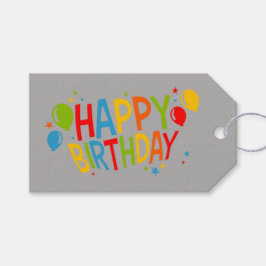 Etiquetas Para Regalos SImple Happy Birthday Gift Tag con globos