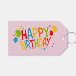 Etiquetas Para Regalos SImple Happy Birthday Gift Tag con globos