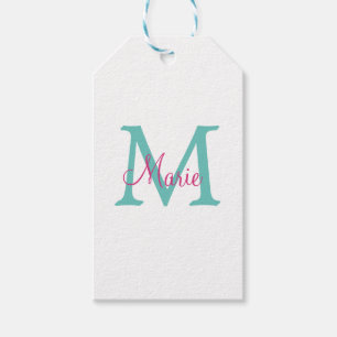 Etiquetas Para Regalos simple minimal añadir nombre monograma verde rosa 