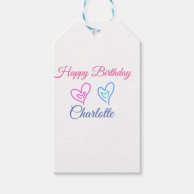 Etiquetas Para Regalos SIMPLE MINIMAL.CUTIE AGREGAR NOMBRE BEBÉ feliz cum (Anverso)