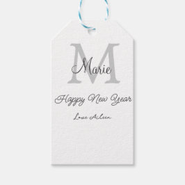 Etiquetas Para Regalos simple monograma minimalista de año nuevo nombre g