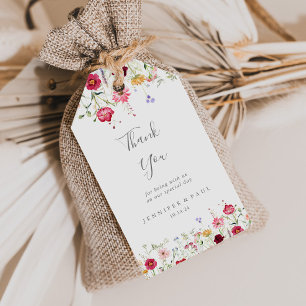Etiquetas Para Regalos Simple Multicolor Boda de Flor Silvestre Gracias
