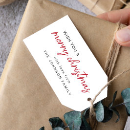 Etiquetas Para Regalos Simple Navidad Roja y Blanca Feliz