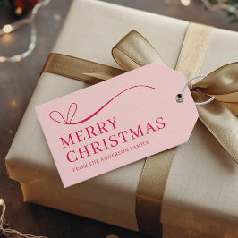 Etiquetas Para Regalos Simple pink red modern Merry Christmas Gift Tags