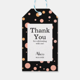 Etiquetas Para Regalos Simple Rosa Y Peach Polka Dot Black Gracias
