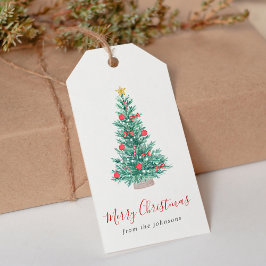Etiquetas Para Regalos Simple Watercolor Christmas Tree Festive