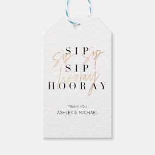Etiquetas Para Regalos Sip Sip Hooray Black White Gold Engagement Party
