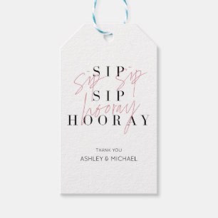 Etiquetas Para Regalos Sip Sip Hooray Black White Pink Engagement Party