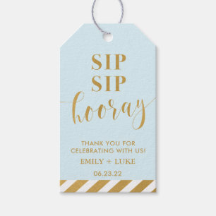 Etiquetas Para Regalos Sip Sip Hooray Blue y Gold Wine Wedding Favor