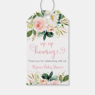 Etiquetas Para Regalos Sip Sip Hooray Boho Floral Pink Gold Baby Shower