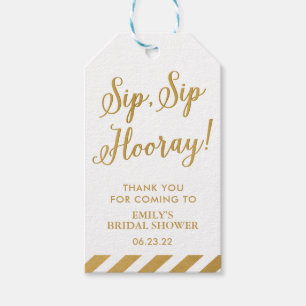 Etiquetas Para Regalos Sip Sip Hooray Vino de ducha de novia blanca y dor