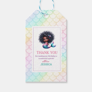 Etiquetas Para Regalos Sirena afroamericana 5° cumpleaños