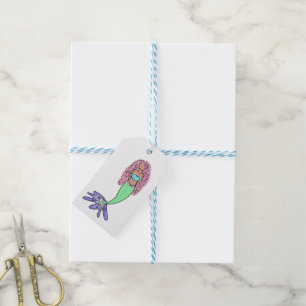 Etiquetas Para Regalos sirena arcoíris rosa azul morado verde negro rizad